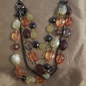 4 Strand Earth Tone Stone Necklace